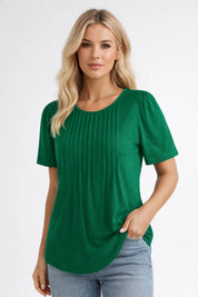 Basic Dames T-shirt met Ronde Hals en Losse Pasvorm - Wit / Zwart / Groen - Maelen