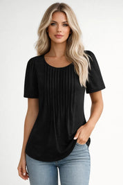 Basic Dames T-shirt met Ronde Hals en Losse Pasvorm - Wit / Zwart / Groen - Maelen