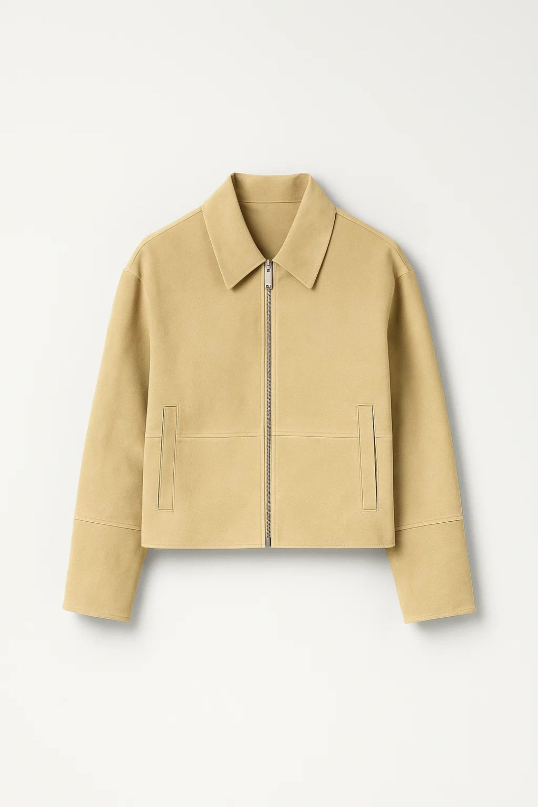 Dames Korte Jas Ritssluiting Minimalistisch Strak - Beige / Donkerbruin - Maelen