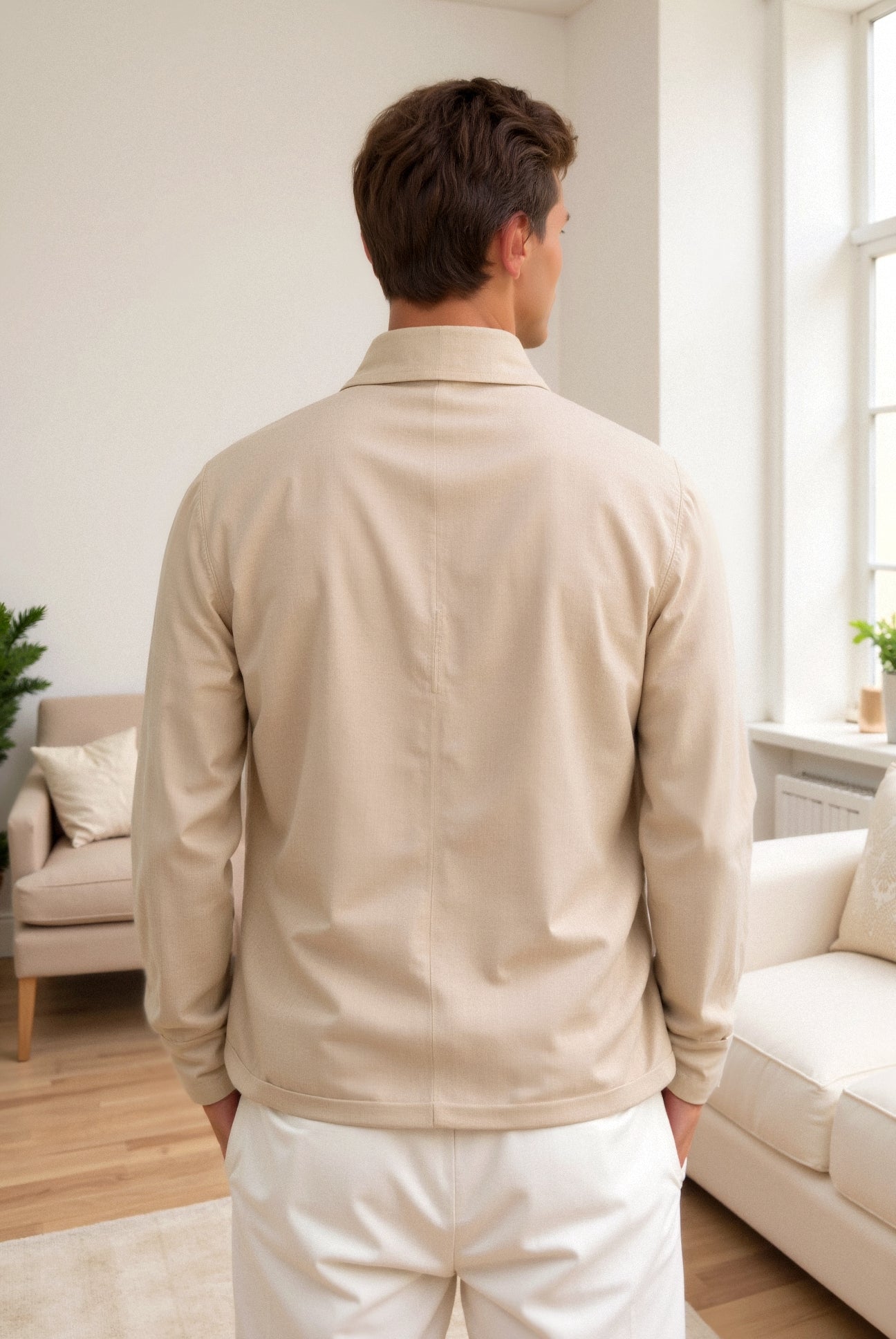 Teun Pakjack | Heren casual jack met colbertkraag en katoenen-linnen mix