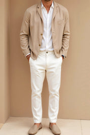 Teun Pakjack | Heren casual jack met colbertkraag en katoenen-linnen mix