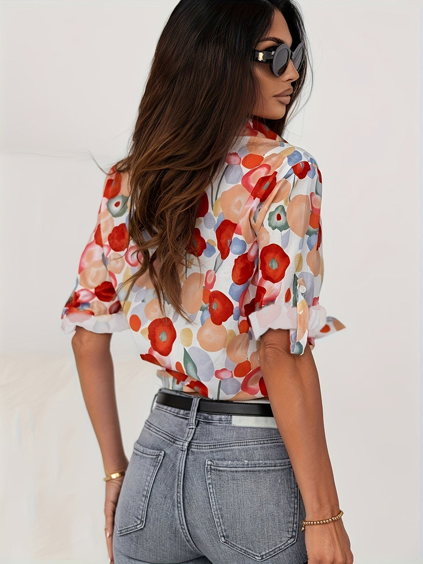 Marisa Blouse | Damesblouse met Bloemenprint, Knoopsluiting en Luchtige Pasvorm