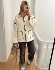 Eloise Jas | Elegante Damesjas met Knoopsluiting en Warme Zachte Stof