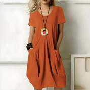 Midi Jurk Dames Geplooide Rok Taille Ceintuur Casual - Groen / Beige / Zwart - Maelen