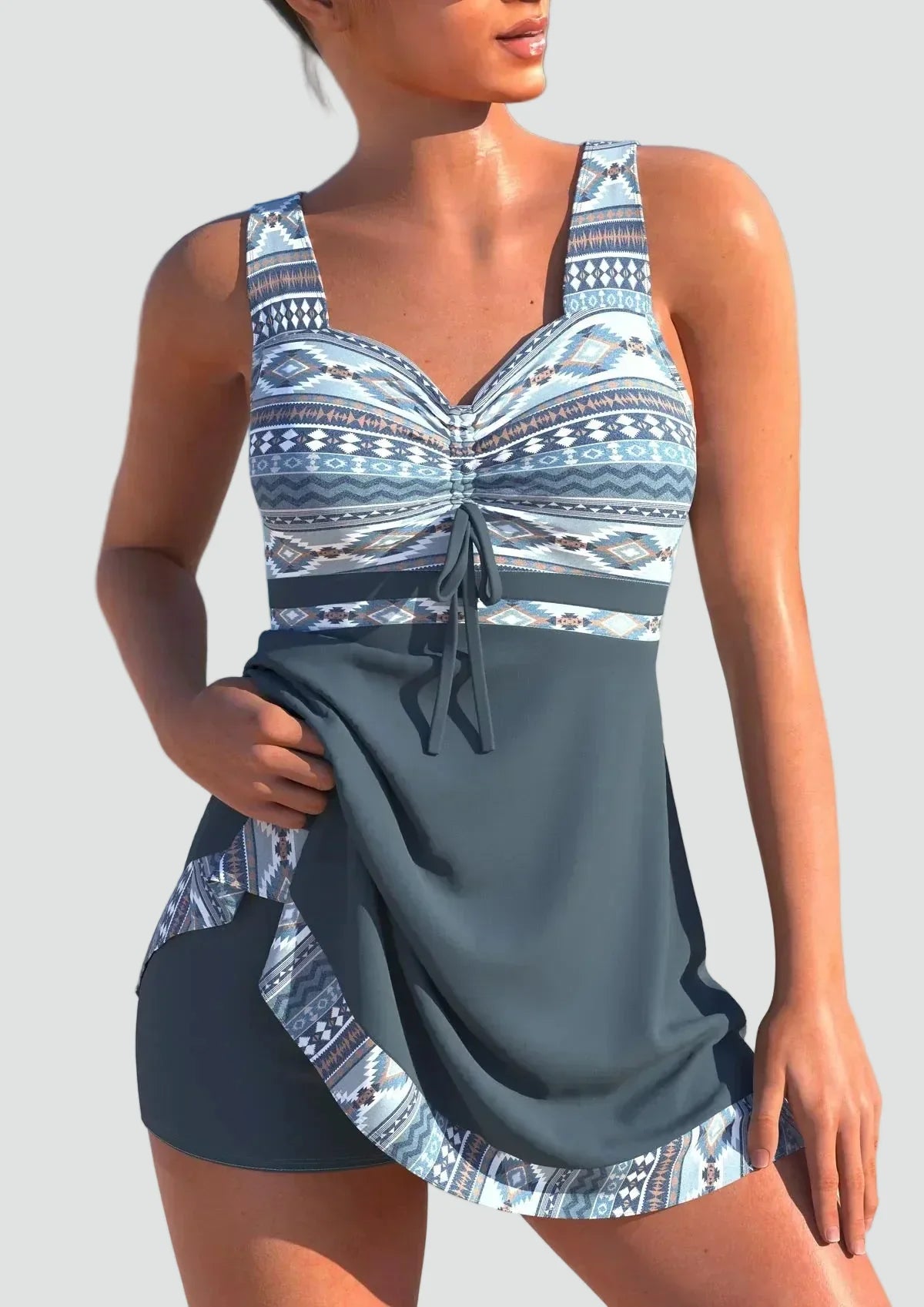 Badpak Dames met Rok en Plooien, Figuurvormend en Elegant voor Strand en Zwembad - Serena Vitale