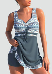 Badpak Dames met Rok en Plooien, Figuurvormend en Elegant voor Strand en Zwembad - Serena Vitale