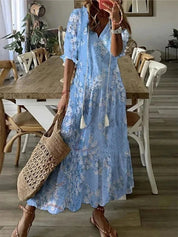 Brianna Dress | Luchtige Bohemian Maxi-jurk met Relaxte Pasvorm en Uniek Patroon