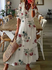 Brianna Dress | Luchtige Bohemian Maxi-jurk met Relaxte Pasvorm en Uniek Patroon