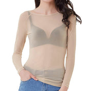 Alessia Top | Transparante Mesh Top met Lange Mouwen voor Dames