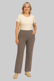 Lia Stretchbroek Dames met Comfortabele Pasvorm, Hoge Taille en Zachte Stretchstof - Zwart/Rood/Blauw