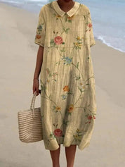 Allegra Blouse | Losvallende Zomerblouse met Retro Bloemenprint en Kraag