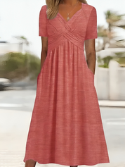 Adelle Jurk | Casual Zomerjurk met V-hals en Zijzakken