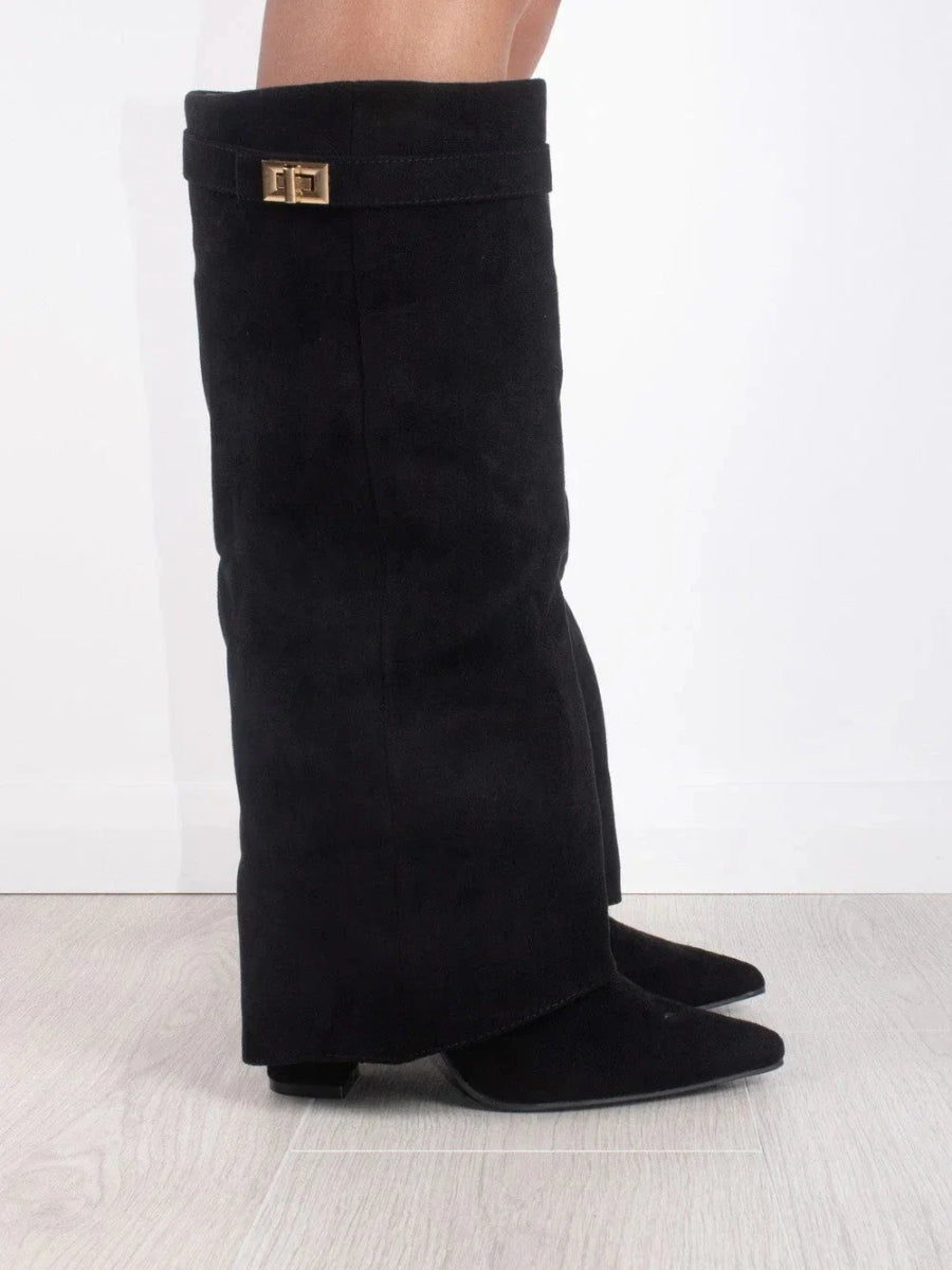 Noi Laarzen Suède | Comfortabele & Trendy Boots met Gouden Details voor Elke Gelegenheid