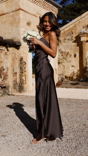 Dames Slip Dress Satijn Rechte Halslijn Zijsplit Elegant Casual en Feestelijk - Maelen